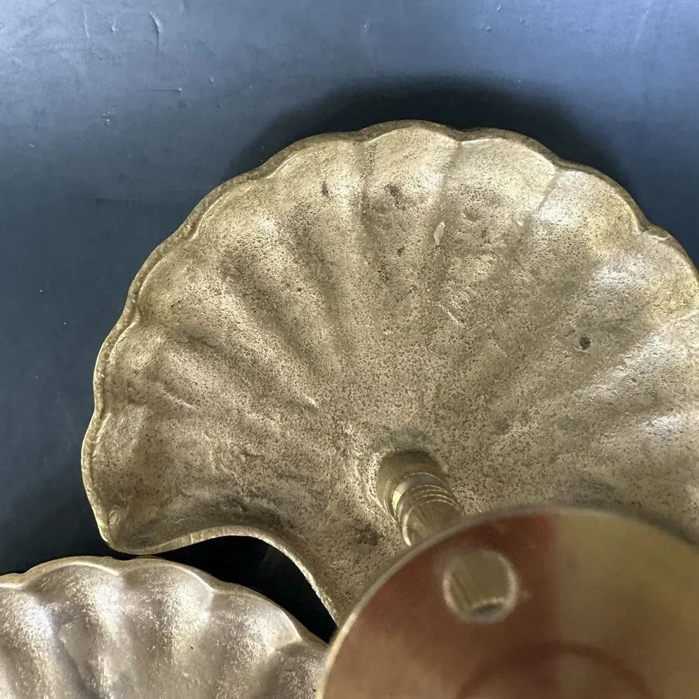 VTG Solid Brass Clam Shell Curtain Tiebacks Holdbacks Drapery Hardware Pair